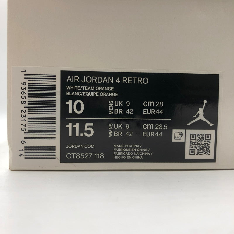 【中古品】【メンズ】 NIKE ナイキ AIR JORDAN 4 RETRO CT8527-118 エアジョーダン4 レトロ スニーカー 靴 160-251217-ks-07-tei カラー：WHITE/TEAM ORANGE 万代Net店