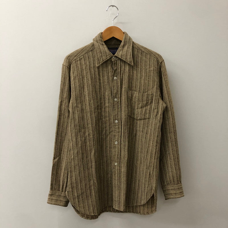 【中古品】【メンズ】 PENDLETON ペンドルトン 70’s L/S STRIPE WOOL SHIRT VINTAGE 70年代 ロングスリーブ ストライプ ウールシャツ 長袖 トップス 片ポケット ヴィンテージ 145-250924-yo-07-fuz サイズ：M カラー：ブラウン 万代Net店