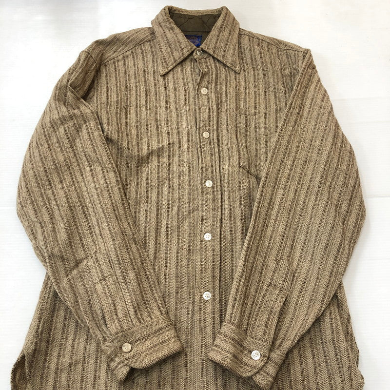 【中古品】【メンズ】 PENDLETON ペンドルトン 70’s L/S STRIPE WOOL SHIRT VINTAGE 70年代 ロングスリーブ ストライプ ウールシャツ 長袖 トップス 片ポケット ヴィンテージ 145-250924-yo-07-fuz サイズ：M カラー：ブラウン 万代Net店