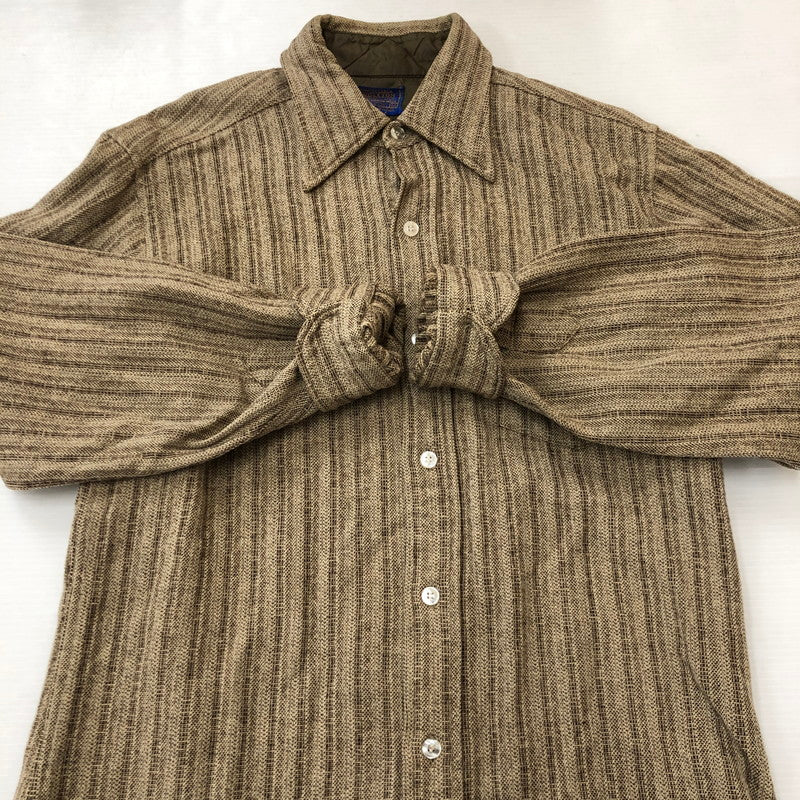 【中古品】【メンズ】 PENDLETON ペンドルトン 70’s L/S STRIPE WOOL SHIRT VINTAGE 70年代 ロングスリーブ ストライプ ウールシャツ 長袖 トップス 片ポケット ヴィンテージ 145-250924-yo-07-fuz サイズ：M カラー：ブラウン 万代Net店