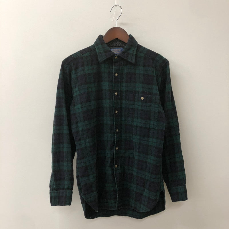 【中古品】【メンズ】 PENDLETON ペンドルトン 70's BLACK WATCH L/S WOOL SHIRT VINTAGE ブラックウォッチ ロングスリーブ ウールシャツ 長袖 トップス 片ポケット ヴィンテージ 145-250924-yo-09-fuz サイズ：M カラー：ブラックウォッチ 万代Net店