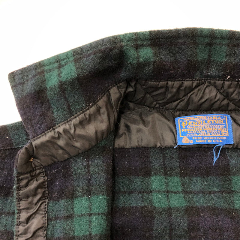 【中古品】【メンズ】 PENDLETON ペンドルトン 70's BLACK WATCH L/S WOOL SHIRT VINTAGE ブラックウォッチ ロングスリーブ ウールシャツ 長袖 トップス 片ポケット ヴィンテージ 145-250924-yo-09-fuz サイズ：M カラー：ブラックウォッチ 万代Net店