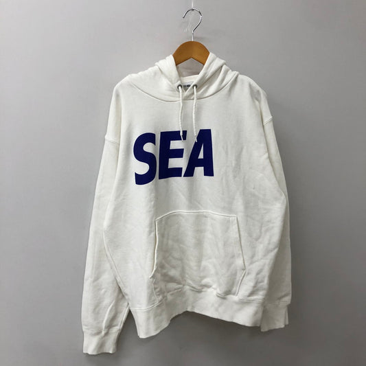 【中古品】【メンズ】 WINDANDSEA ウィンダンシー LOGO HOODIE WDS-SEA-03 ロゴ フーディ 長袖 トップス プルオーバー パーカー 142-250924-yo-03-fuz サイズ：L カラー：ホワイト 万代Net店