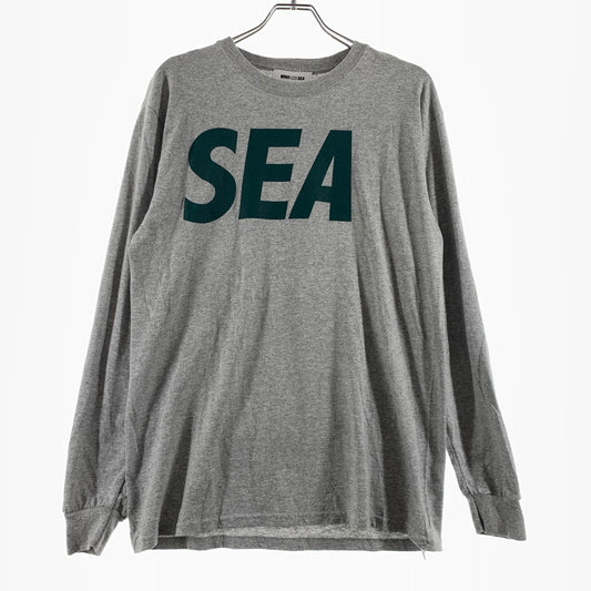 【中古品】【メンズ】 WINDANDSEA ウィンダンシー LOGO L/S TEE WDS-SEA-04 ロゴ ロングスリーブ Tシャツ 長袖 トップス 142-260703-yo-13-tei サイズ：M カラー：グレー 万代Net店