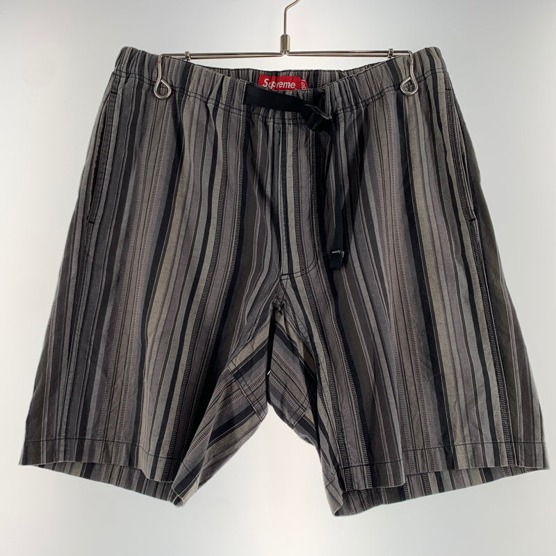 【中古品】【メンズ】 Supreme シュプリーム 14SS STRIPE BELTED SHORT PANTS ストライプ ベルト ショートパンツ ボトムス ショーツ ハーフパンツ 149-260720-ko-12-tei サイズ：30 カラー：グレー 万代Net店