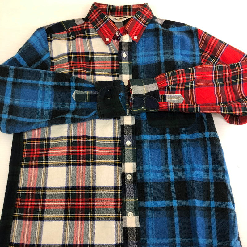 【中古品】【メンズ】 A BATHING APE アベイシングエイプ PATCHWORK L/S CHACK SHIRT パッチワーク ロングスリーブ チェック シャツ 長袖 トップス 142-250924-ks-13-fuz サイズ：L カラー：マルチカラー 万代Net店