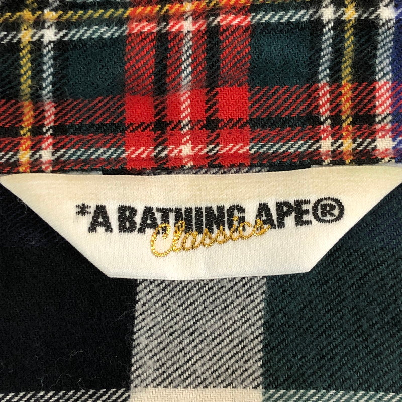 【中古品】【メンズ】 A BATHING APE アベイシングエイプ PATCHWORK L/S CHACK SHIRT パッチワーク ロングスリーブ チェック シャツ 長袖 トップス 142-250924-ks-13-fuz サイズ：L カラー：マルチカラー 万代Net店