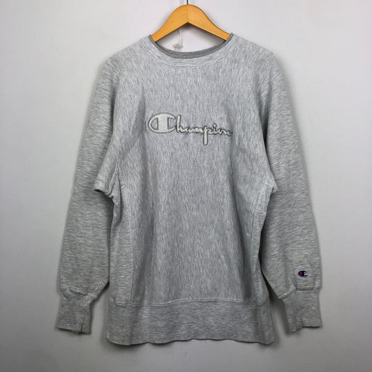 【中古品】【メンズ】 Champion チャンピオン 90's REVERSE WEAVE LOGO SWEAT 27102-3012 90年代 リバースウィーブ ロゴ スウェット トップス トレーナー 145-250924-KS-17-tei サイズ：L カラー：グレー 万代Net店