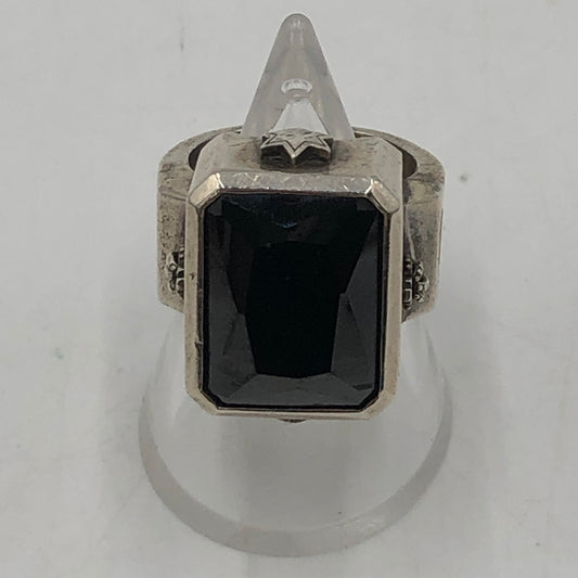 【中古品】【メンズ】 ROYAL ORDER ロイヤルオーダー GOD SQUARE w/CRYSTAL RING ゴッド スクエア クリスタル リング アクセサリー 指輪 192-251106-ts-27-tei カラー：シルバー 15号 万代Net店