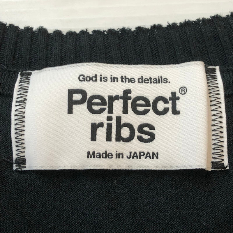 【中古品】【メンズ】 Perfect ribs パーフェクトリブス S/S KNIT TEE ショートスリーブ ニット Tシャツ トップス 半袖 140-251012-ts-01-fuz サイズ：XXL カラー：ブラック 万代Net店