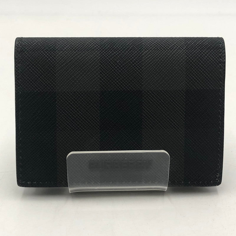 【中古品】【メンズ/レディース】 BURBERRY バーバリー CHECK FOLDING CARD CASE 80702041 チェック フォールデイング カードケース 財布 181-251220-yy-08-tei カラー：チャコール 万代Net店