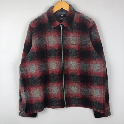 【中古品】【メンズ】 STUSSY ステューシー BRUSHED WOOL PLAID ZIP SHIRT 1110307 ブラッシュド ウール チェック ジップ シャツ ライトアウター 142-251002-ks-14-fuz サイズ：S カラー：レッド 万代Net店