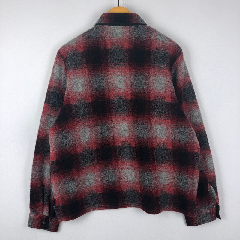 【中古品】【メンズ】 STUSSY ステューシー BRUSHED WOOL PLAID ZIP SHIRT 1110307 ブラッシュド ウール チェック ジップ シャツ ライトアウター 142-251002-ks-14-fuz サイズ：S カラー：レッド 万代Net店
