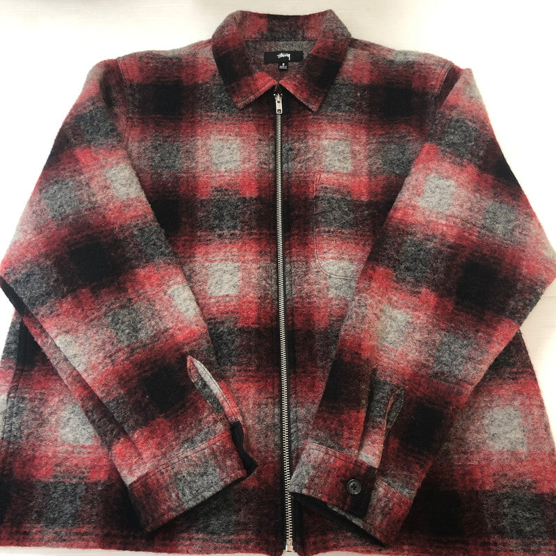 【中古品】【メンズ】 STUSSY ステューシー BRUSHED WOOL PLAID ZIP SHIRT 1110307 ブラッシュド ウール チェック ジップ シャツ ライトアウター 142-251002-ks-14-fuz サイズ：S カラー：レッド 万代Net店