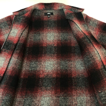 【中古品】【メンズ】 STUSSY ステューシー BRUSHED WOOL PLAID ZIP SHIRT 1110307 ブラッシュド ウール チェック ジップ シャツ ライトアウター 142-251002-ks-14-fuz サイズ：S カラー：レッド 万代Net店