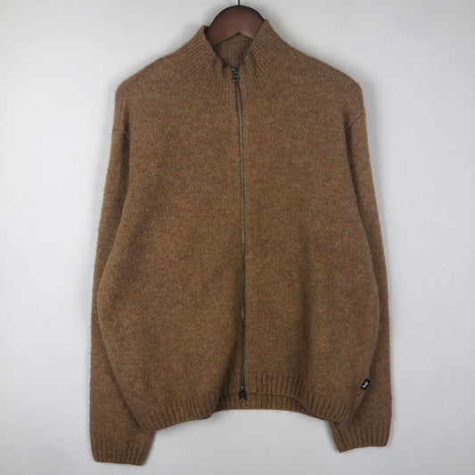 【中古品】【メンズ】 STUSSY ステューシー 24AW FULL ZIP BRUSHED MERINO SWEATER 117248 フルジップ ブラッシュメリノ セーター 長袖 トップス 142-251002-ks-15-fuz サイズ：S カラー：キャメル 万代Net店