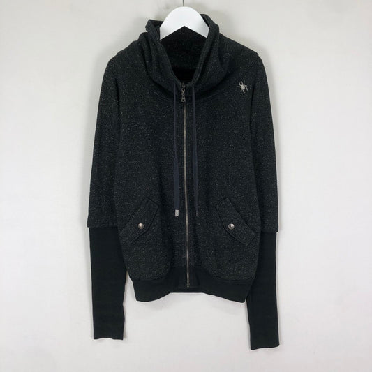 【中古品】【レディース】 HYSTERIC GLAMOUR ヒステリックグラマー FULLZIP STANDCOLLAR JACKET 2CJ-3120 フルジップ スタンドカラー ジャケット ライトアウター 刺繍 168-251126-ks-25-tei サイズ：F カラー：ブラック 万代Net店
