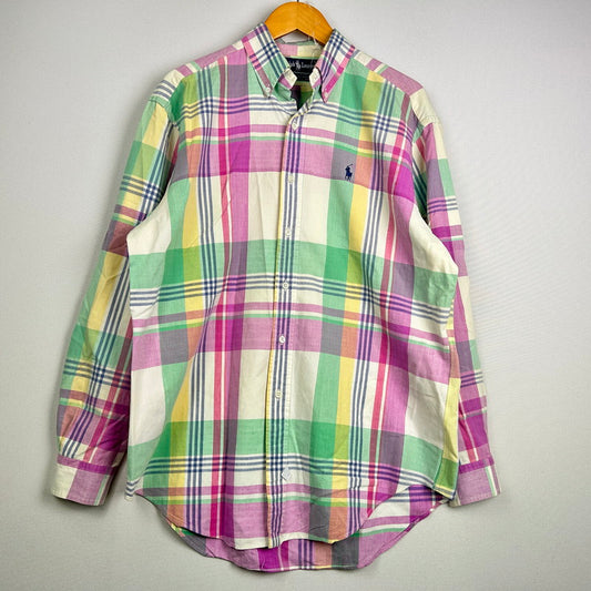 【現状渡し品】【メンズ】 RALPH LAUREN ラルフローレン 90's MADRAS CHECK BD L/S SHIRT 90年代 マドラス チェック ボタンダウン ロングスリーブ シャツ 長袖 トップス 145-250930-yo-13-tei サイズ：M カラー：マルチ 万代Net店