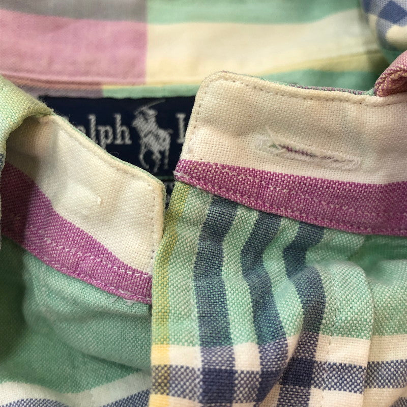 【現状渡し品】【メンズ】 RALPH LAUREN ラルフローレン 90's MADRAS CHECK BD L/S SHIRT 90年代 マドラス チェック ボタンダウン ロングスリーブ シャツ 長袖 トップス 145-250930-yo-13-tei サイズ：M カラー：マルチ 万代Net店