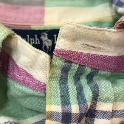 【現状渡し品】【メンズ】 RALPH LAUREN ラルフローレン 90's MADRAS CHECK BD L/S SHIRT 90年代 マドラス チェック ボタンダウン ロングスリーブ シャツ 長袖 トップス 145-250930-yo-13-tei サイズ：M カラー：マルチ 万代Net店