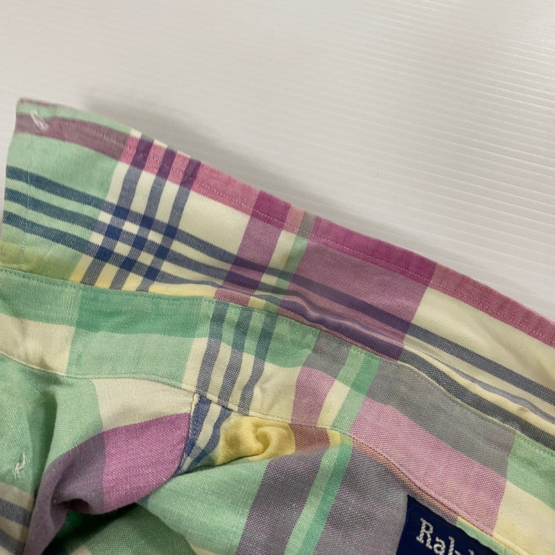 【現状渡し品】【メンズ】 RALPH LAUREN ラルフローレン 90's MADRAS CHECK BD L/S SHIRT 90年代 マドラス チェック ボタンダウン ロングスリーブ シャツ 長袖 トップス 145-250930-yo-13-tei サイズ：M カラー：マルチ 万代Net店