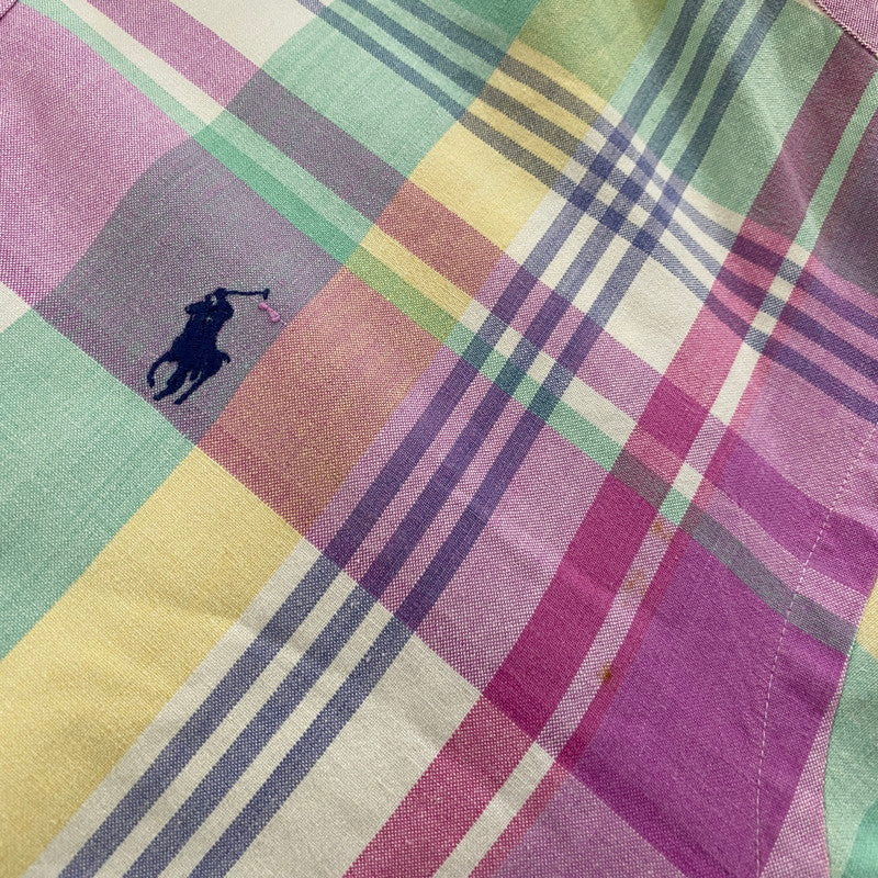 【現状渡し品】【メンズ】 RALPH LAUREN ラルフローレン 90's MADRAS CHECK BD L/S SHIRT 90年代 マドラス チェック ボタンダウン ロングスリーブ シャツ 長袖 トップス 145-250930-yo-13-tei サイズ：M カラー：マルチ 万代Net店