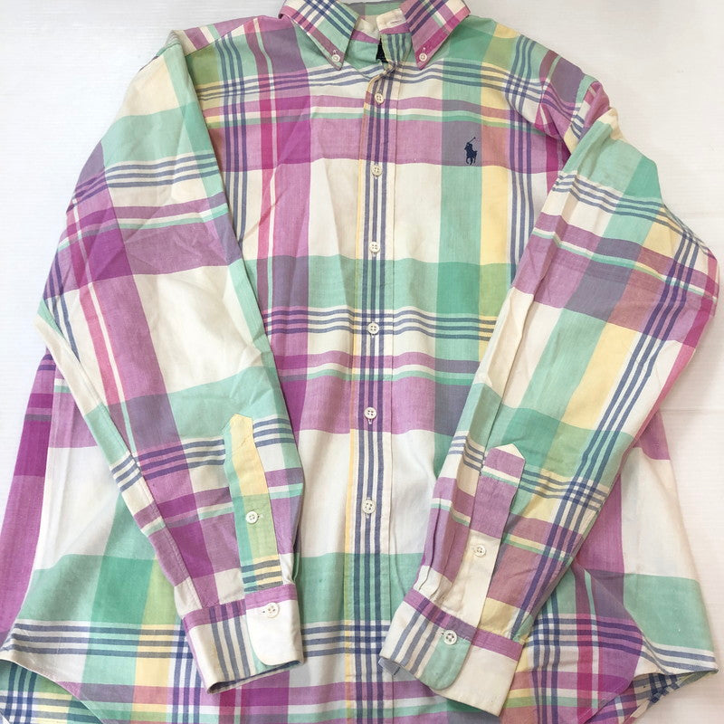 【現状渡し品】【メンズ】 RALPH LAUREN ラルフローレン 90's MADRAS CHECK BD L/S SHIRT 90年代 マドラス チェック ボタンダウン ロングスリーブ シャツ 長袖 トップス 145-250930-yo-13-tei サイズ：M カラー：マルチ 万代Net店