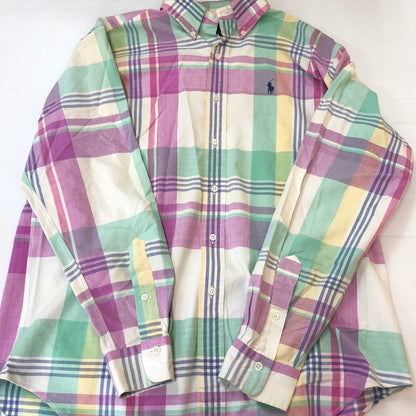 【現状渡し品】【メンズ】 RALPH LAUREN ラルフローレン 90's MADRAS CHECK BD L/S SHIRT 90年代 マドラス チェック ボタンダウン ロングスリーブ シャツ 長袖 トップス 145-250930-yo-13-tei サイズ：M カラー：マルチ 万代Net店