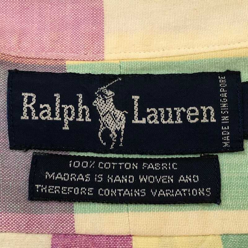 【現状渡し品】【メンズ】 RALPH LAUREN ラルフローレン 90's MADRAS CHECK BD L/S SHIRT 90年代 マドラス チェック ボタンダウン ロングスリーブ シャツ 長袖 トップス 145-250930-yo-13-tei サイズ：M カラー：マルチ 万代Net店