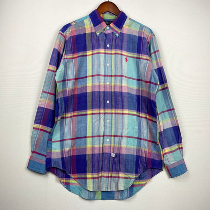 【現状渡し品】【メンズ】 RALPH LAUREN ラルフローレン 90's MADRAS CHECK BD L/S SHIRT 90年代 マドラス チェック ボタンダウン ロングスリーブ シャツ 長袖 トップス 145-250930-yo-12-tei サイズ：M カラー：パープル系 万代Net店