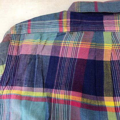 【現状渡し品】【メンズ】 RALPH LAUREN ラルフローレン 90's MADRAS CHECK BD L/S SHIRT 90年代 マドラス チェック ボタンダウン ロングスリーブ シャツ 長袖 トップス 145-250930-yo-12-tei サイズ：M カラー：パープル系 万代Net店