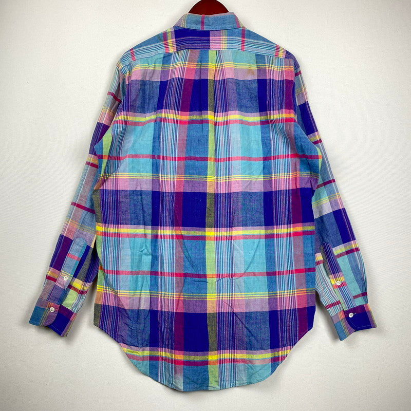 【現状渡し品】【メンズ】 RALPH LAUREN ラルフローレン 90's MADRAS CHECK BD L/S SHIRT 90年代 マドラス チェック ボタンダウン ロングスリーブ シャツ 長袖 トップス 145-250930-yo-12-tei サイズ：M カラー：パープル系 万代Net店
