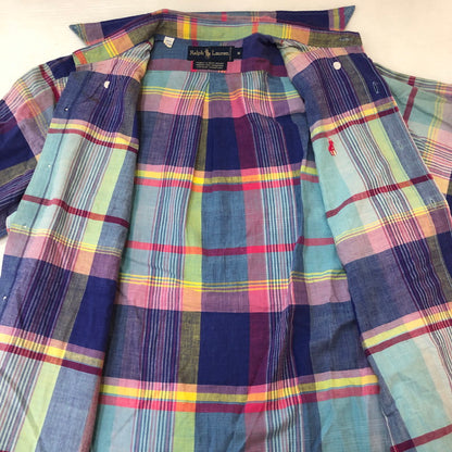 【現状渡し品】【メンズ】 RALPH LAUREN ラルフローレン 90's MADRAS CHECK BD L/S SHIRT 90年代 マドラス チェック ボタンダウン ロングスリーブ シャツ 長袖 トップス 145-250930-yo-12-tei サイズ：M カラー：パープル系 万代Net店