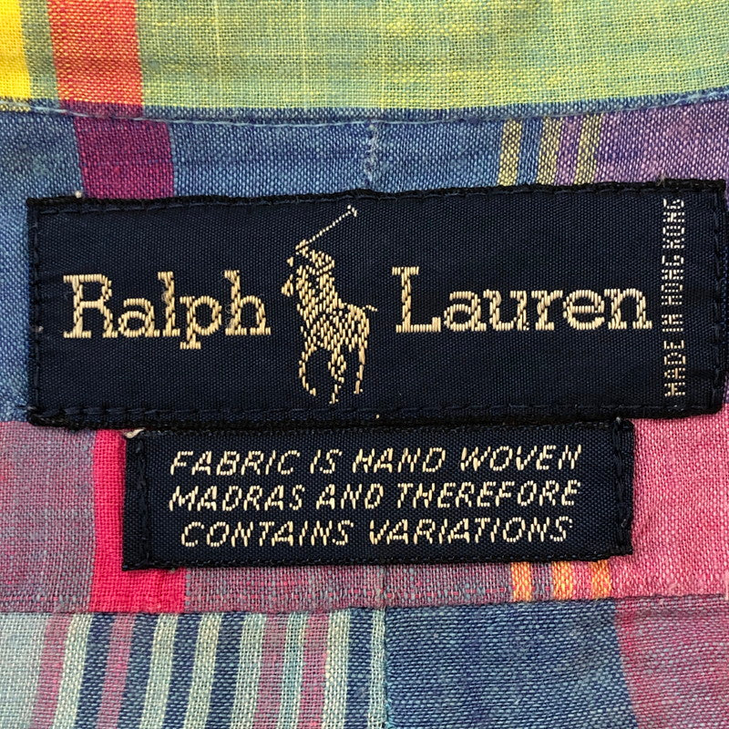 【現状渡し品】【メンズ】 RALPH LAUREN ラルフローレン 90's MADRAS CHECK BD L/S SHIRT 90年代 マドラス チェック ボタンダウン ロングスリーブ シャツ 長袖 トップス 145-250930-yo-12-tei サイズ：M カラー：パープル系 万代Net店