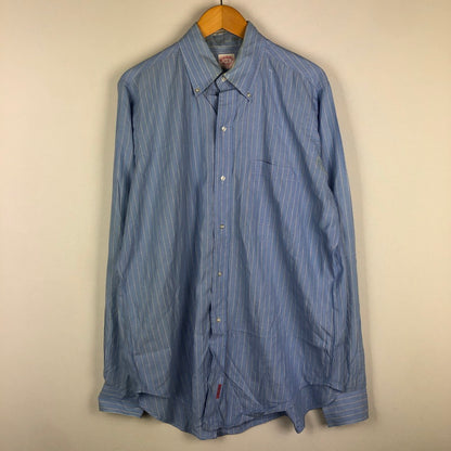 【現状渡し品】【メンズ】 Brooks Brothers ブルックスブラザーズ 90's MAKERS STRIPE BD L/S SHIRT 90年代 メイカーズ ストライプ ボタンダウン ロングスリーブ シャツ 長袖 トップス 145-251003-yo-08-tei サイズ：16-6 カラー：ライトブルー 万代Net店