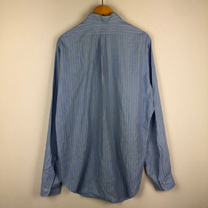 【現状渡し品】【メンズ】 Brooks Brothers ブルックスブラザーズ 90's MAKERS STRIPE BD L/S SHIRT 90年代 メイカーズ ストライプ ボタンダウン ロングスリーブ シャツ 長袖 トップス 145-251003-yo-08-tei サイズ：16-6 カラー：ライトブルー 万代Net店