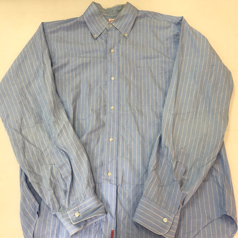 【現状渡し品】【メンズ】 Brooks Brothers ブルックスブラザーズ 90's MAKERS STRIPE BD L/S SHIRT 90年代 メイカーズ ストライプ ボタンダウン ロングスリーブ シャツ 長袖 トップス 145-251003-yo-08-tei サイズ：16-6 カラー：ライトブルー 万代Net店