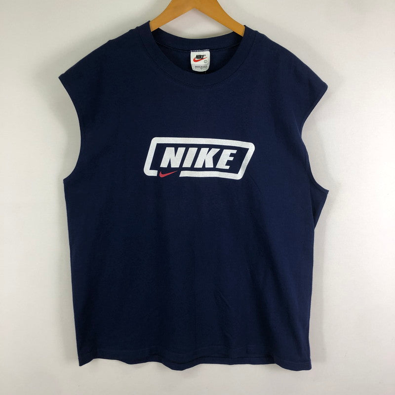 【中古品】【メンズ】 NIKE ナイキ 90's PRINT LOGO SLEEVELESS TEE 670458 90年代 プリント ロゴ スリーブレス Tシャツ ノースリーブ 148-251125-yo-18-tei サイズ：L カラー：ネイビー 万代Net店