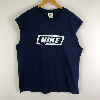 【中古品】【メンズ】 NIKE ナイキ 90's PRINT LOGO SLEEVELESS TEE 670458 90年代 プリント ロゴ スリーブレス Tシャツ ノースリーブ 148-251125-yo-18-tei サイズ：L カラー：ネイビー 万代Net店
