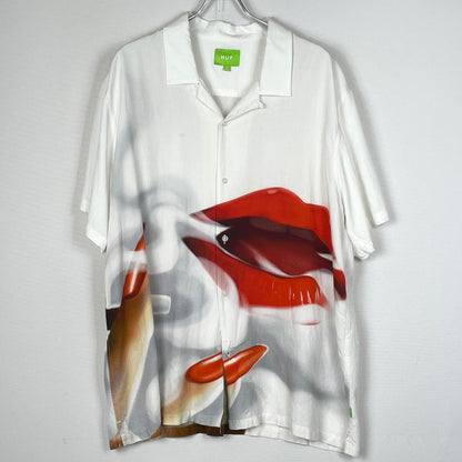 【中古品】【メンズ】 HUF ハフ SEDUCTIVE RESORT TOP セダクティブ リソート トップ 半袖 トップス 142-260801-sa-20-tei サイズ：XL カラー：ホワイト 万代Net店