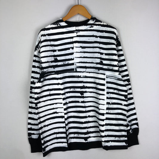 【中古品】【メンズ】 Circle Heritage サークルヘリテージ　PAINTED BORDER　L/S TEE　23010311 ペイント加工 ボーダー　ロングスリーブ　Tシャツ トップス 長袖 140-251012-ts-04-tei サイズ：L カラー：ホワイト 万代Net店