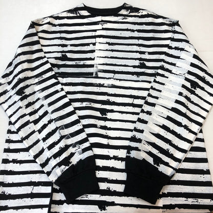 【中古品】【メンズ】 Circle Heritage サークルヘリテージ　PAINTED BORDER　L/S TEE　23010311 ペイント加工 ボーダー　ロングスリーブ　Tシャツ トップス 長袖 140-251012-ts-04-tei サイズ：L カラー：ホワイト 万代Net店
