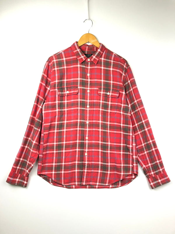【中古品】【メンズ】 J.CREW ジェイクルー Style 22138 Flannel Shirt フランネルシャツ トップス 145-260819-SH-12-hon サイズ：L カラー：レッド 万代Net店