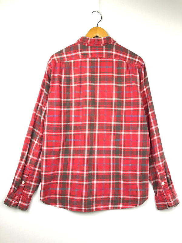 【中古品】【メンズ】 J.CREW ジェイクルー Style 22138 Flannel Shirt フランネルシャツ トップス 145-260819-SH-12-hon サイズ：L カラー：レッド 万代Net店