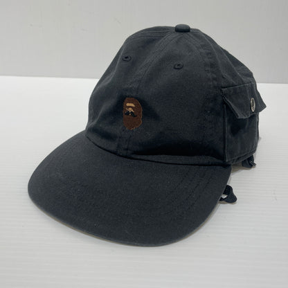 【中古品】【メンズ】 A BATHING APE アベイシングエイプ POCKET CAP 007CPJ301001M ポケットキャップ 帽子 ストラップ付き 185-260715-ko-07-tei サイズ：F カラー：ブラック 万代Net店