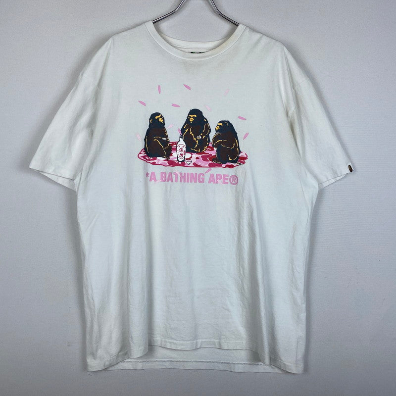 【現状渡し品】【メンズ】 A BATHING APE アベイシングエイプ SAKURA VIEWING S/S Tシャツ サクラ ビューイング ショートスリーブ Tシャツ トップス 半袖 142-260124-ko-15-fuz サイズ：2XL カラー：ホワイト 万代Net店