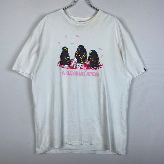 【現状渡し品】【メンズ】 A BATHING APE アベイシングエイプ SAKURA VIEWING S/S Tシャツ サクラ ビューイング ショートスリーブ Tシャツ トップス 半袖 142-260124-ko-15-fuz サイズ：2XL カラー：ホワイト 万代Net店