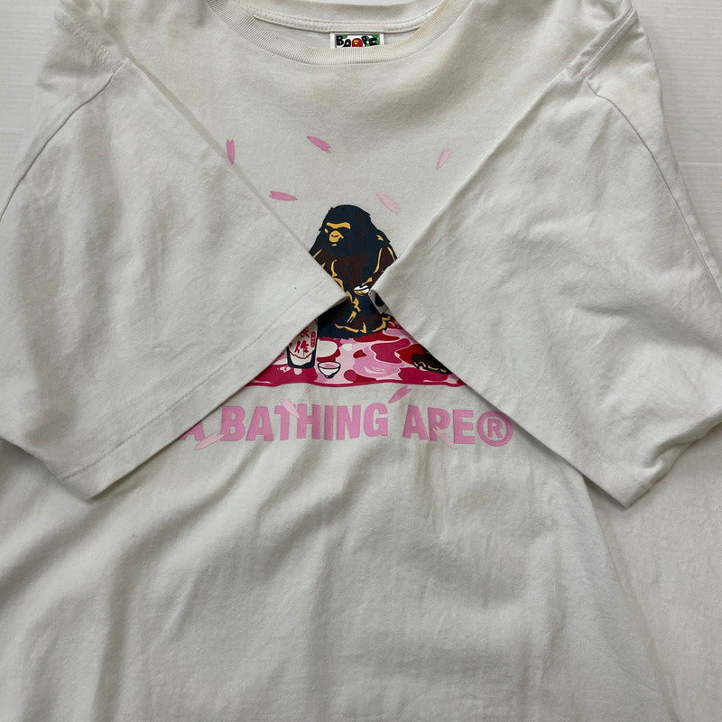 【現状渡し品】【メンズ】 A BATHING APE アベイシングエイプ SAKURA VIEWING S/S Tシャツ サクラ ビューイング ショートスリーブ Tシャツ トップス 半袖 142-260124-ko-15-fuz サイズ：2XL カラー：ホワイト 万代Net店
