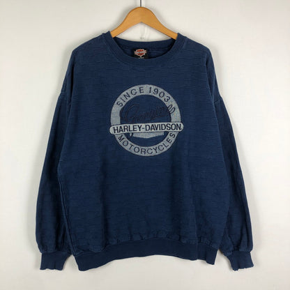 【現状渡し品】【メンズ】 HARLEY DAVIDSON ハーレーダビッドソン 90’s SWEATSHIRT MADE IN USA 90年代 スウェット シャツ トップス トレーナー プルオーバー USA製 145-251016-ts-19-tei サイズ：M カラー：ネイビー 万代Net店
