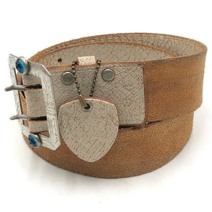 【中古品】【メンズ】 HTC エイチティーシー STONE BUCKLE LEATHER BELT ストーンバックル レザーベルト 服飾雑貨 アクセサリー 205-251103-yy-10-tei サイズ：34 カラー：ホワイト 万代Net店